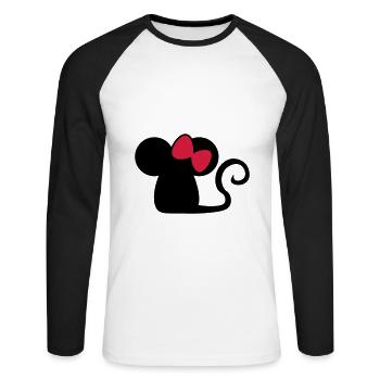 Mäuschenschleife / souris avec noeud Souris mignonne - T-shirt baseball manches longues Homme - blanc/noir - Devant - Nik (191cm)