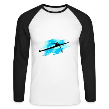 Rudern 1er, Einer Rudern Mann - Unisex Baseballshirt langarm - Weiß/Schwarz - Vorne - Nik (191cm)