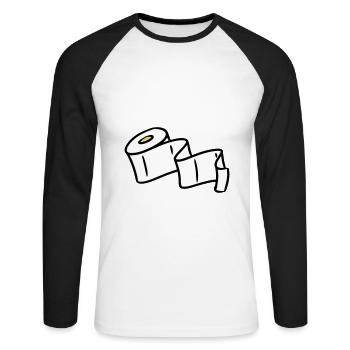 Toilet paper papier papier toilette - T-shirt baseball manches longues Homme - blanc/noir - Devant - Nik (191cm)