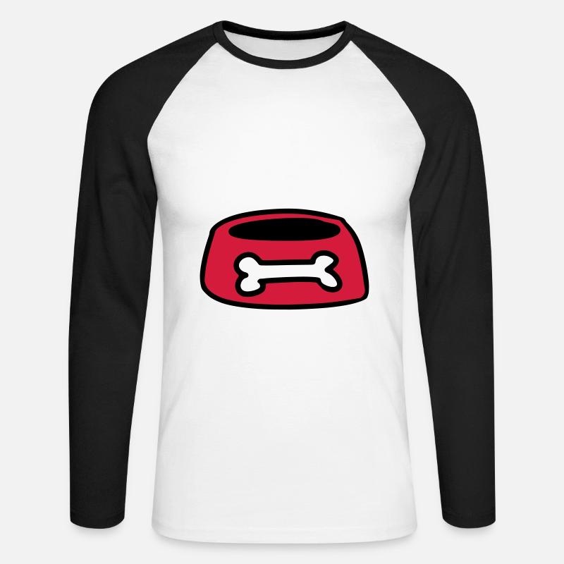 Futternapf Hundenapf Knochen Geschenkidee Hunde - Unisex Baseballshirt langarm - Weiß/Schwarz