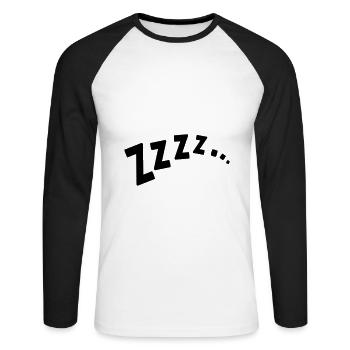 ZZZZ ... / dormir / dormir / dormir / ronfler - T-shirt baseball manches longues Homme - blanc/noir - Devant - Nik (191cm)