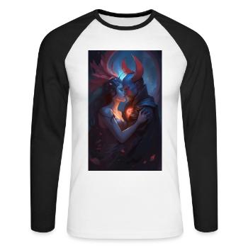 Demons Fantasy love scene - Unisex Long Sleeve Baseball T-Shirt - white/black - Front - Nik (191cm)