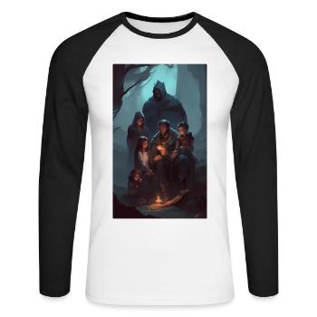 Contes familiaux de dark fantasy - T-shirt baseball manches longues Homme - blanc/noir - Devant - Nik (191cm)