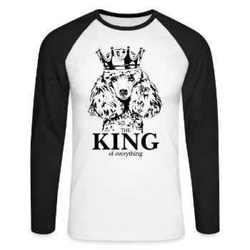 Caniche miniature Roi de tout ce qui dit chiens chien - T-shirt baseball manches longues Homme - blanc/noir - Devant - Nik (191cm)