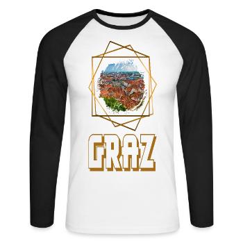 Graz Austria Skyline City Gold Home Love - Unisex Long Sleeve Baseball T-Shirt - white/black - Front - Nik (191cm)