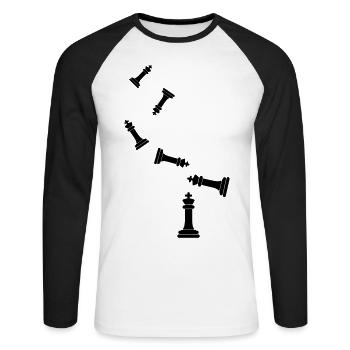 Schachfigur König - Unisex Baseballshirt langarm - Weiß/Schwarz - Vorne - Nik (191cm)
