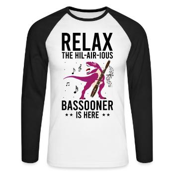 Fagottrohr für Fagottist und Fagottorchester - Unisex Baseballshirt langarm - Weiß/Schwarz - Vorne - Nik (191cm)