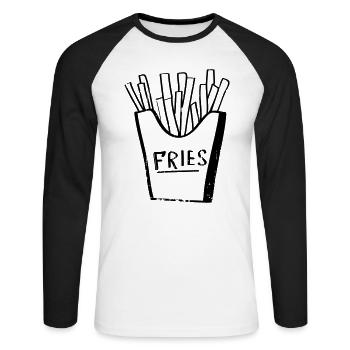 Fries! Deep fried fries - Unisex Long Sleeve Baseball T-Shirt - white/black - Front - Nik (191cm)