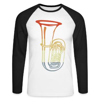 Dessin de tuba vintage - T-shirt baseball manches longues Homme - blanc/noir - Devant - Nik (191cm)