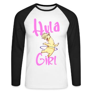Hula Girl Alpaca - Unisex Long Sleeve Baseball T-Shirt - white/black - Front - Nik (191cm)