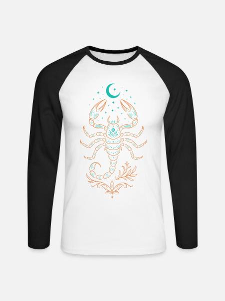 Skorpion Sternzeichen – Mystisches Symbol - Unisex Baseballshirt langarm - Weiß/Schwarz