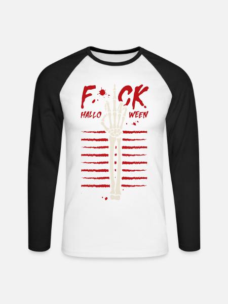 Fuck Halloween - Unisex Baseballshirt langarm - Weiß/Schwarz