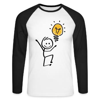 Idées ampoules, idée géniale. séance de brainstorming - T-shirt baseball manches longues Homme - blanc/noir - Devant - Nik (191cm)
