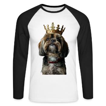 Lhasa Apso - Unisex Baseballshirt langarm - Weiß/Schwarz - Vorne - Nik (191cm)
