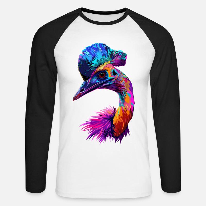 Kasuar - Unisex Baseballshirt langarm - Weiß/Schwarz