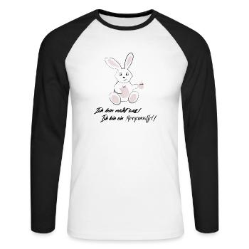 Hase Morgenmuffel lustig Kaffee Spruch - Unisex Baseballshirt langarm - Weiß/Schwarz - Vorne - Nik (191cm)