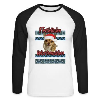 Happy Woofnachten - Unisex Long Sleeve Baseball T-Shirt - white/black - Front - Nik (191cm)