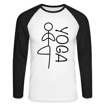 Yoga - T-shirt baseball manches longues Homme - blanc/noir - Devant - Nik (191cm)