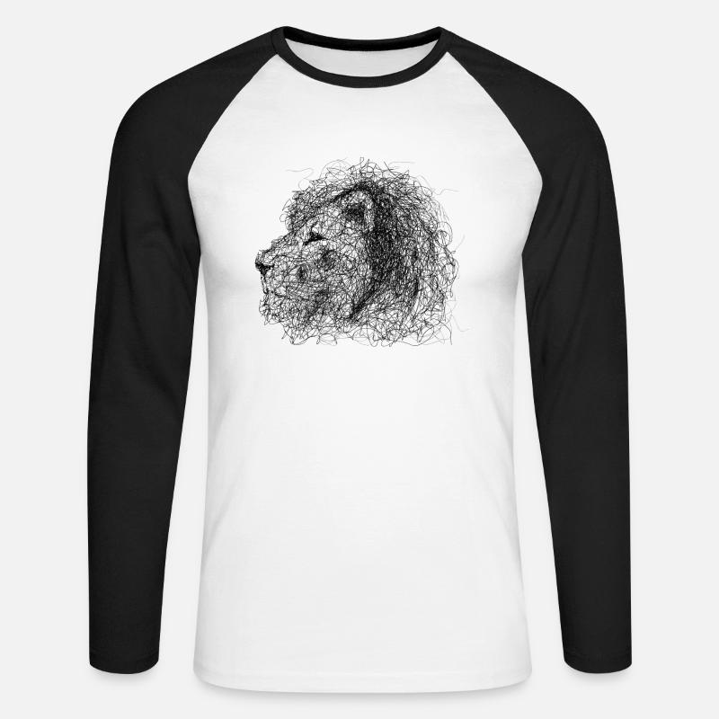 Lion Scribble - Unisex Baseballshirt langarm - Weiß/Schwarz