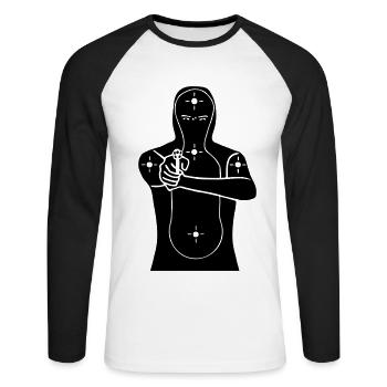 target - Unisex Long Sleeve Baseball T-Shirt - white/black - Front - Nik (191cm)