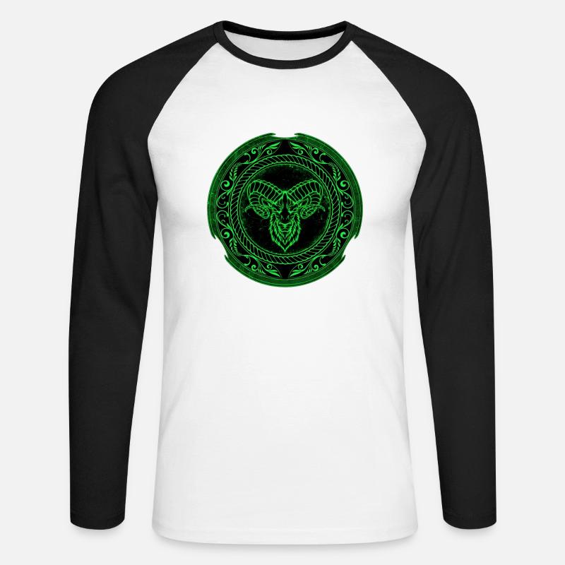 Wikinger Widder Aries - Unisex Baseballshirt langarm - Weiß/Schwarz