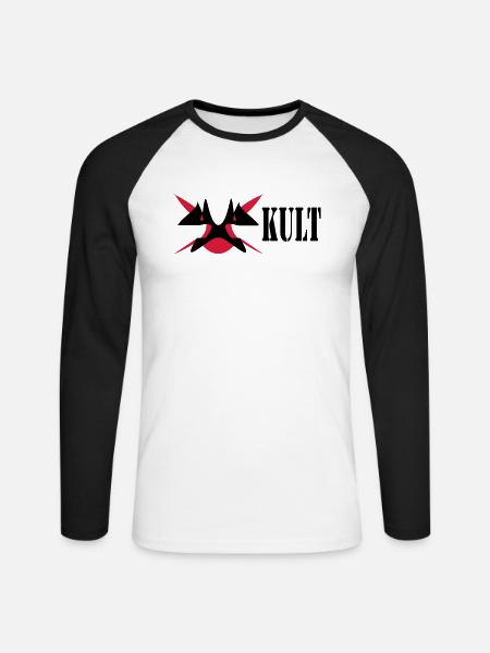 Cult / symbol / tribal - Unisex Long Sleeve Baseball T-Shirt - white/black