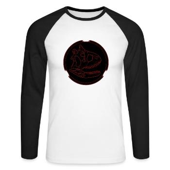 Carnotaurus Fossil Schädel - Unisex Baseballshirt langarm - Weiß/Schwarz - Vorne - Nik (191cm)