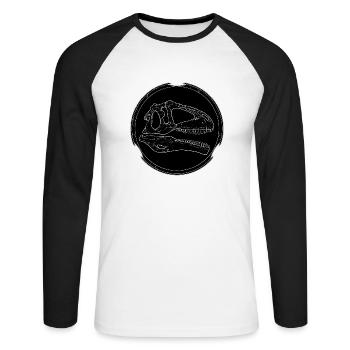 Giganotosaurus Fossil - Unisex Baseballshirt langarm - Weiß/Schwarz - Vorne - Nik (191cm)