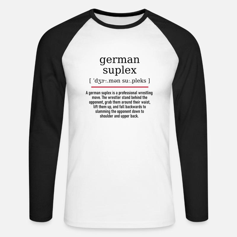 german suplex - spelling and description - Unisex Baseballshirt langarm - Weiß/Schwarz