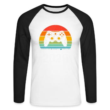 Cadeau Anniversaire 2020 Pour Tous les Gamers 2020 - T-shirt baseball manches longues Homme - blanc/noir - Devant - Nik (191cm)