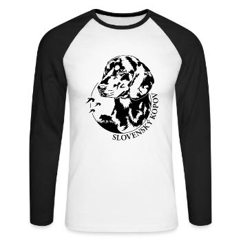 Slovensky Kopov Portrait Chiens de chasse Wilsigns - T-shirt baseball manches longues Homme - blanc/noir - Devant - Nik (191cm)