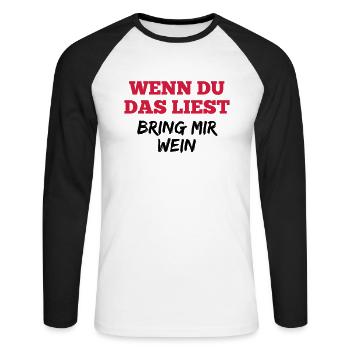 Lustig Wein Sprüche Geburtstag Geschenk - Unisex Baseballshirt langarm - Weiß/Schwarz - Vorne - Nik (191cm)