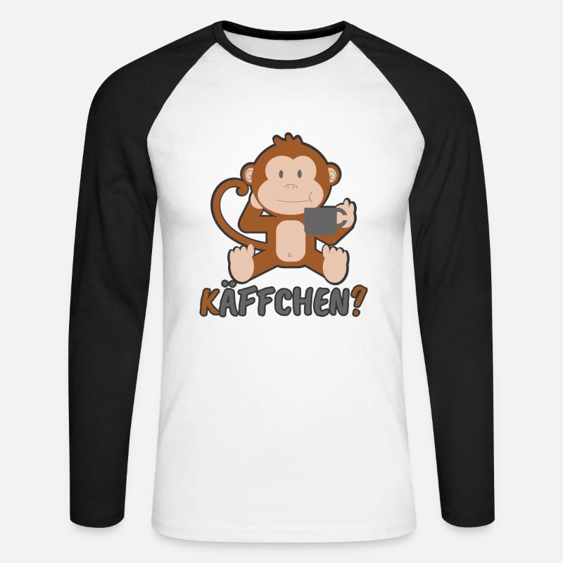 Käffchen Affe Geschenk - Unisex Baseballshirt langarm - Weiß/Schwarz