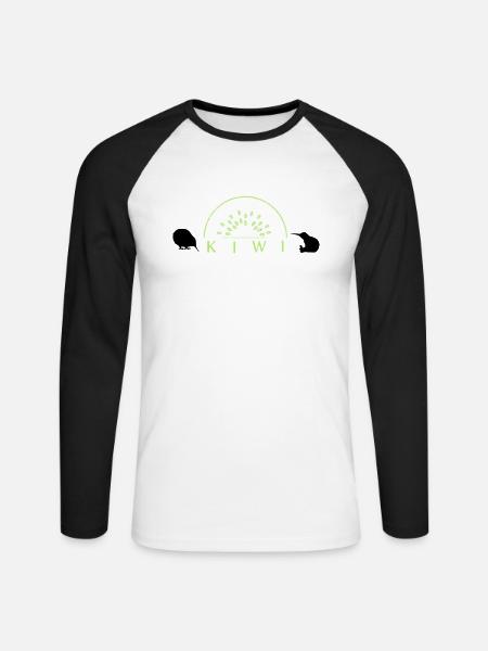 kiwi - T-shirt baseball manches longues Homme - blanc/noir