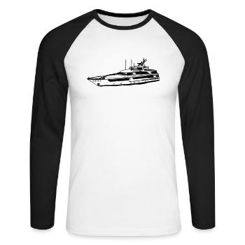 yacht - T-shirt baseball manches longues Homme - blanc/noir - Devant - Nik (191cm)
