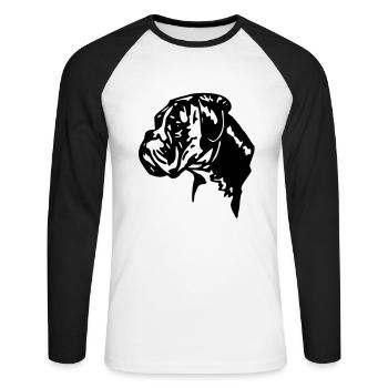 boxer hund - Unisex Baseballshirt langarm - Weiß/Schwarz - Vorne - Nik (191cm)