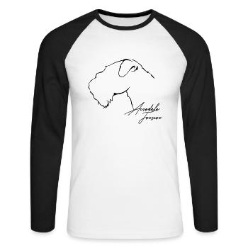 AIREDALE TERRIER Profil Chien Chien Wilsigns - T-shirt baseball manches longues Homme - blanc/noir - Devant - Nik (191cm)