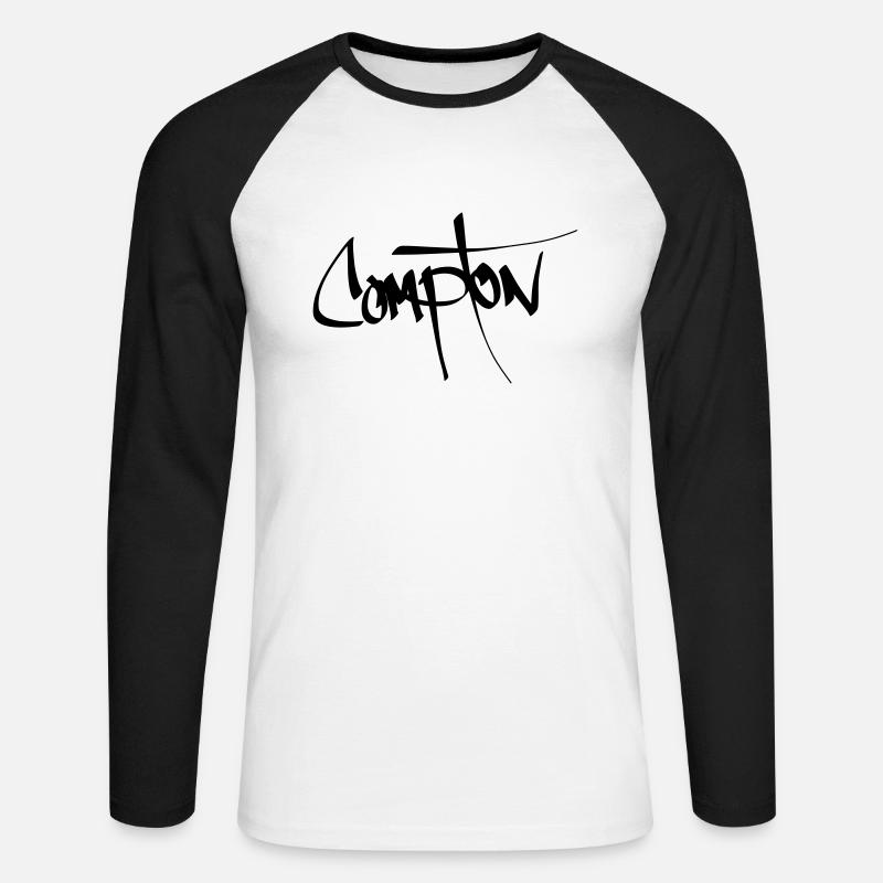 Compton - Unisex Baseballshirt langarm - Weiß/Schwarz