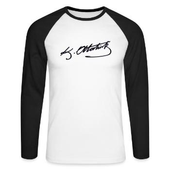 Mustafa Kemal Ataturk imza - Unisex Long Sleeve Baseball T-Shirt - white/black - Front - Nik (191cm)