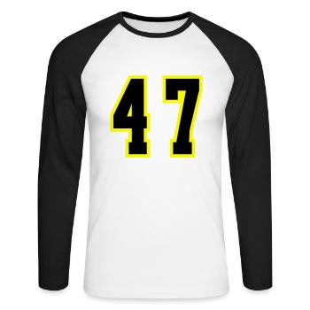 47 Zahl Trikot - Unisex Baseballshirt langarm - Weiß/Schwarz - Vorne - Nik (191cm)