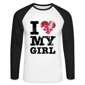 I Love My Girl - T-shirt baseball manches longues Homme - blanc/noir - Devant - Nik (191cm)