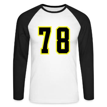 Maillot à 78 numéros - T-shirt baseball manches longues Homme - blanc/noir - Devant - Nik (191cm)
