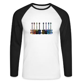 Gitarren - Unisex Long Sleeve Baseball T-Shirt - white/black - Front - Nik (191cm)