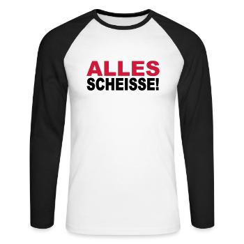 Alles Scheisse! - Unisex Baseballshirt langarm - Weiß/Schwarz - Vorne - Nik (191cm)
