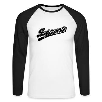 Supermoto - Unisex Baseballshirt langarm - Weiß/Schwarz - Vorne - Nik (191cm)