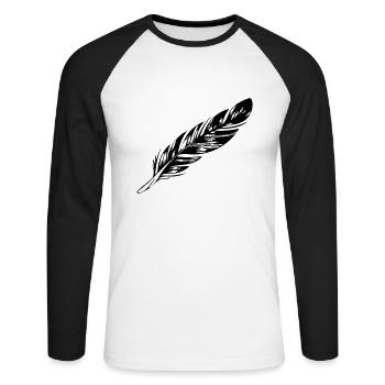 feather - Unisex Long Sleeve Baseball T-Shirt - white/black - Front - Nik (191cm)