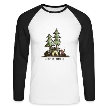 Feu de camp de camping - T-shirt baseball manches longues Homme - blanc/noir - Devant - Nik (191cm)