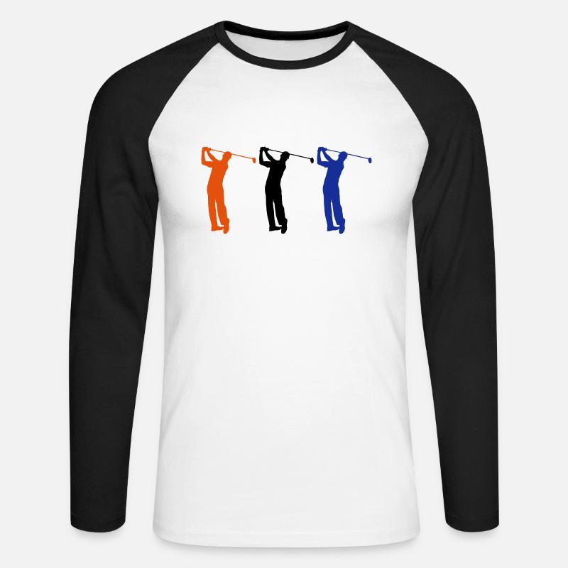 Golf - Unisex Baseballshirt langarm - Weiß/Schwarz
