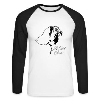 FLAT COATED RETRIEVER Profil Chiens Wilsigns - T-shirt baseball manches longues Homme - blanc/noir - Devant - Nik (191cm)