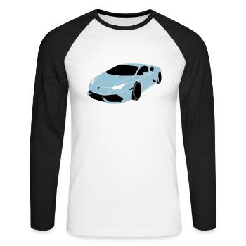 Voiture de sport Lambo - T-shirt baseball manches longues Homme - blanc/noir - Devant - Nik (191cm)